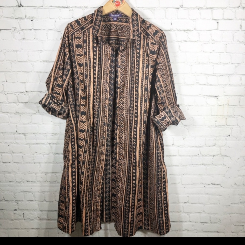 Aztec Print Button Down Dress - Picture 3 of 4